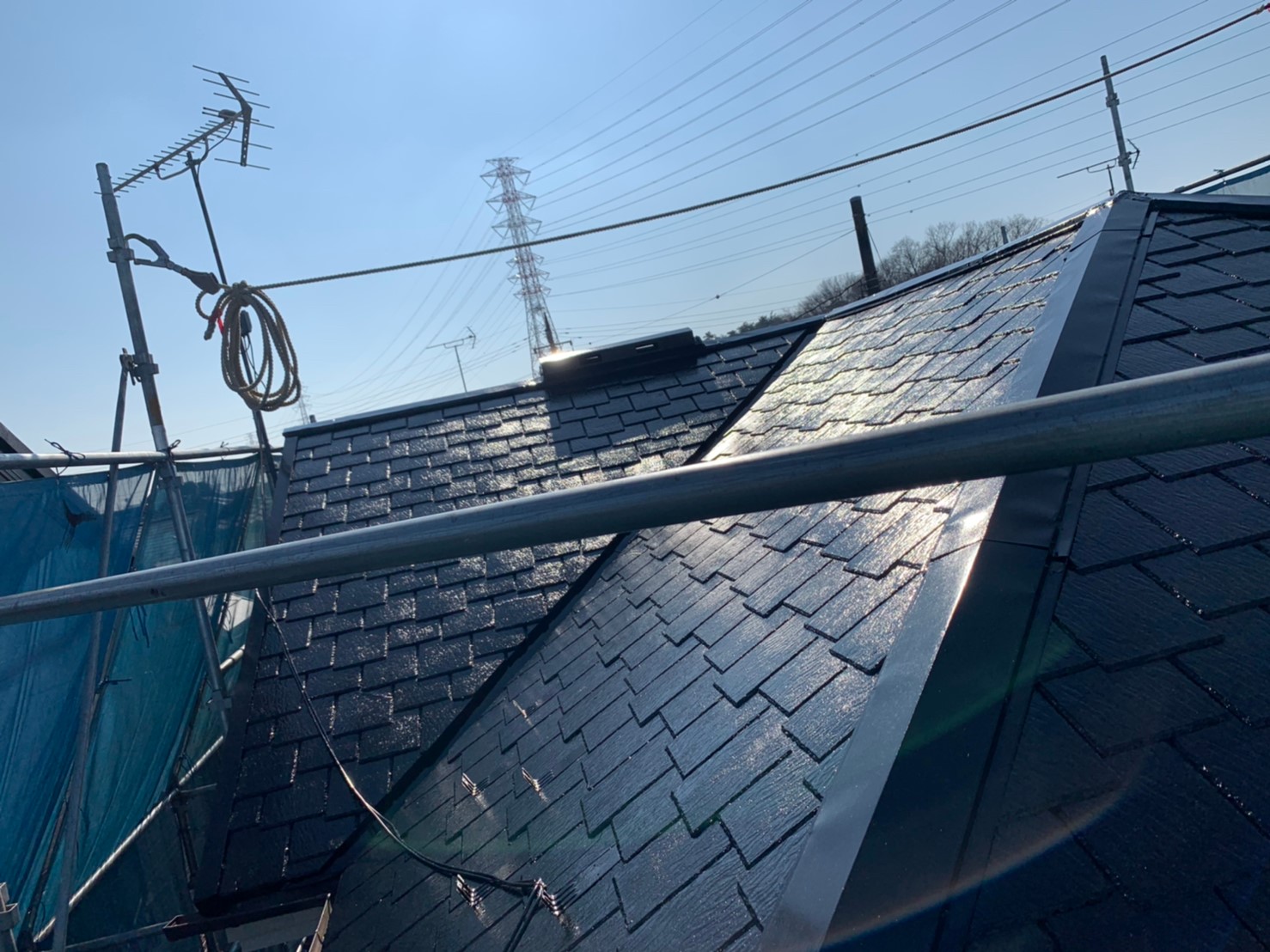 川越市Y様邸　屋根塗装工事　日本ペイント　15年耐久　　ファインパーフェクトベストで塗装致しました。