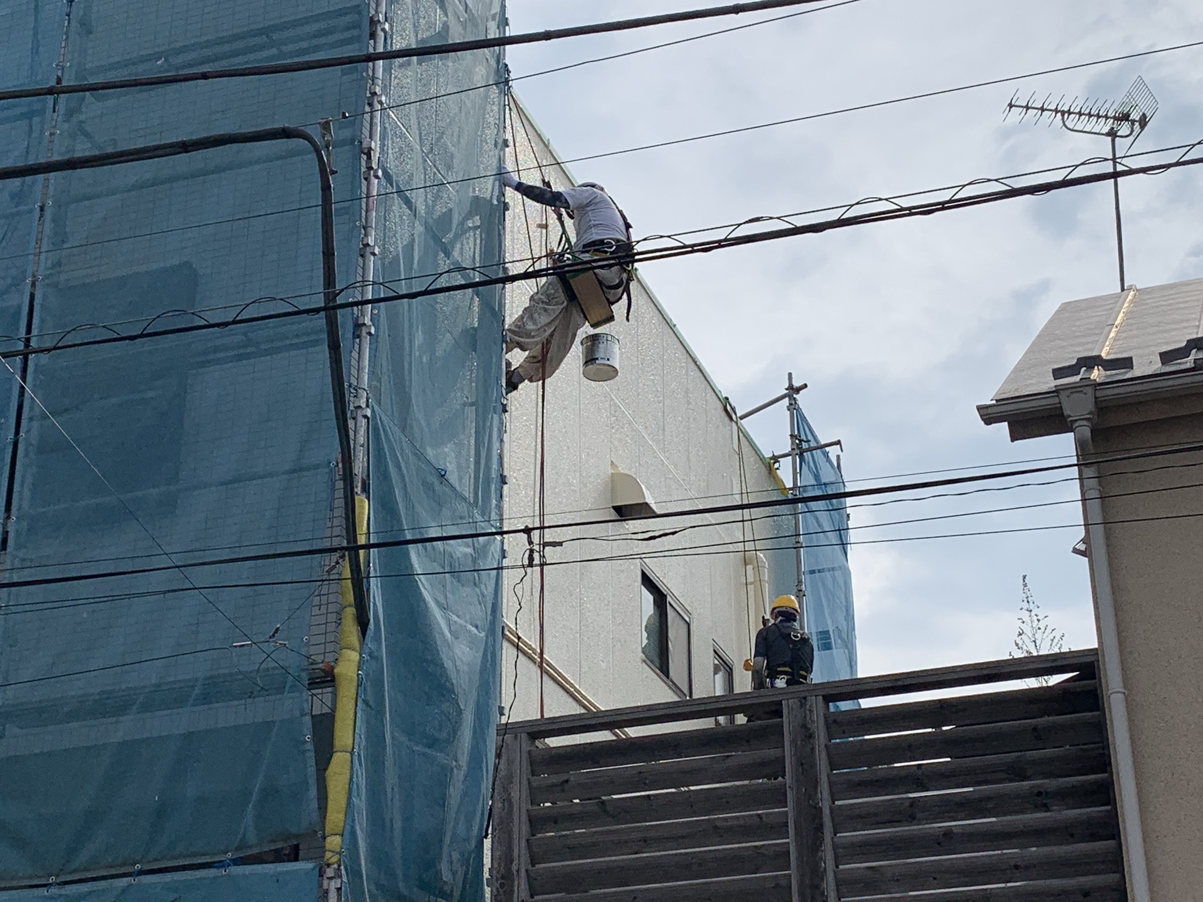 埼玉県狭山市　特殊工事　無足場工法　外壁塗装工事